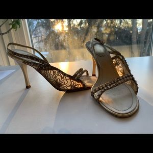 Gold lace and crystal sandals- Rene Caovilla - 37